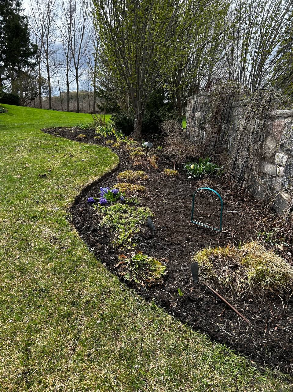 Freshly built Georgian Edge garden bed with clean edges and landscape finishing